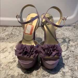 Purple high heel dress platform sandals